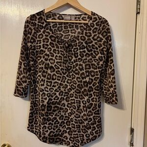 Chico's Animal Print Blouse in Brown and Black